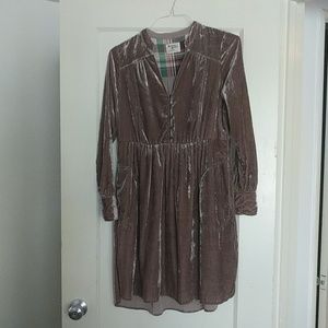 Anthropologie mauve velvet dress